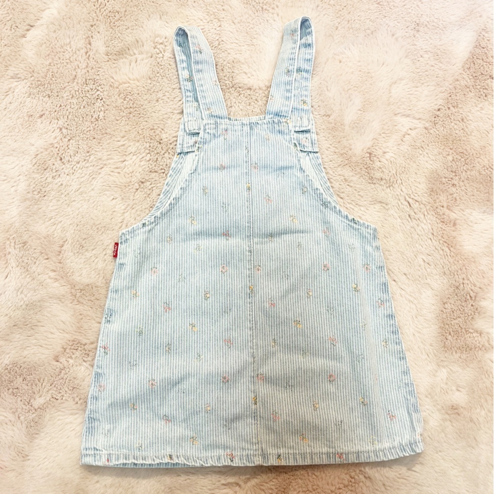 LEVI’S Little Girl’s Denim Skirt Overalls Striped, floral, Embroidered - Picture 2 of 6